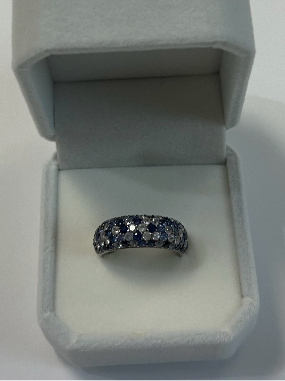 Effy Blue and White Sapphire Pavé Dome Splash Ring